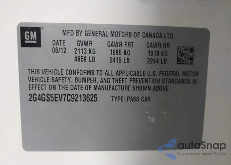 2012 Buick Regal Turbo - Premium 1 from USA, damaged, VIN 2G4GS5EV7C9213625
